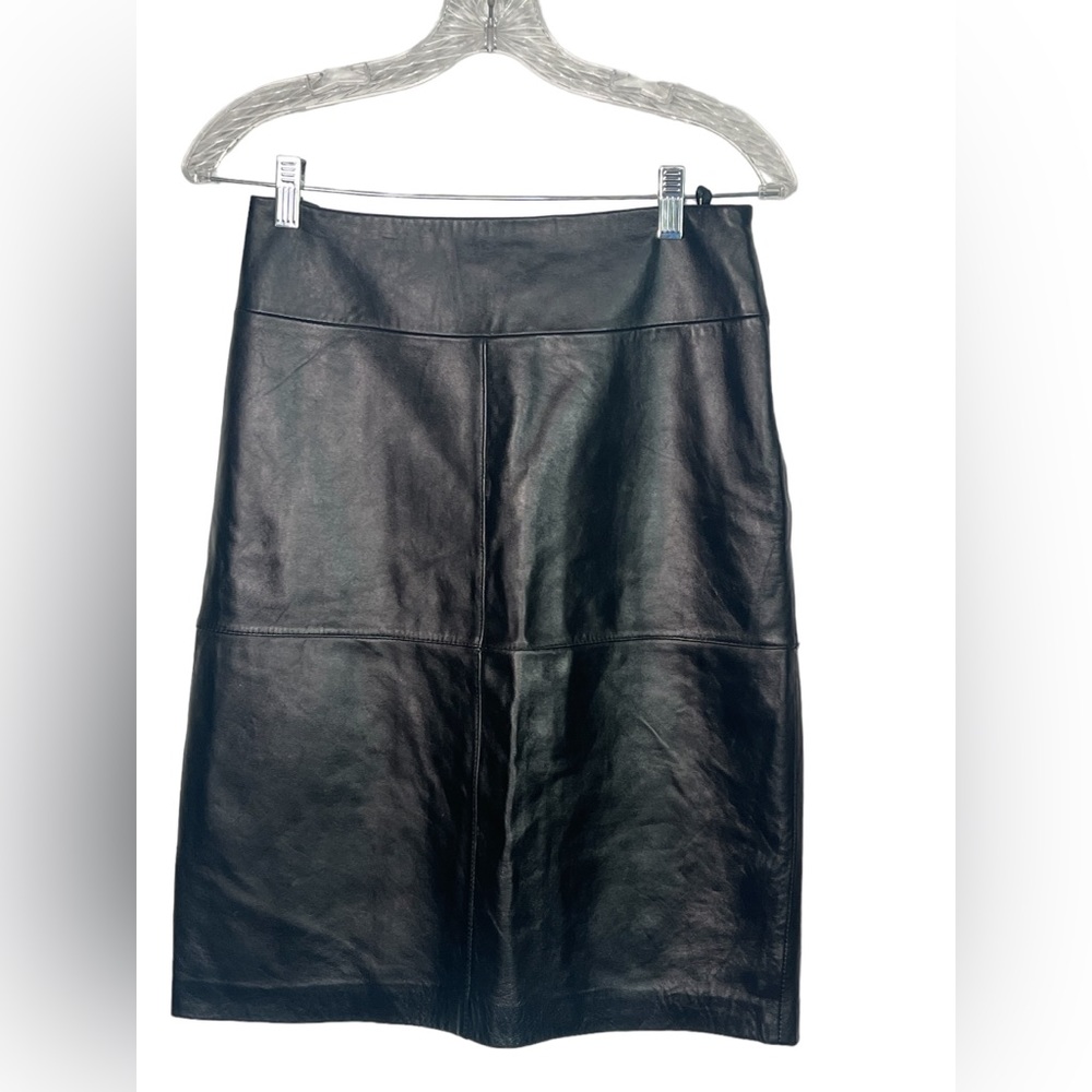 Jaclyn Smith Genuine Leather A-Line Skirt Womens Small Black Soft Lambskin Lined